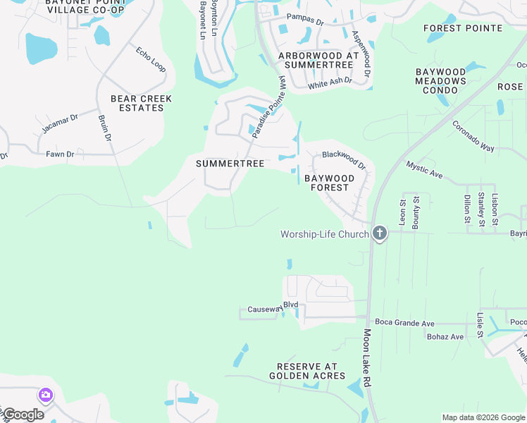 map of restaurants, bars, coffee shops, grocery stores, and more near 11419 Merganser Way in New Port Richey