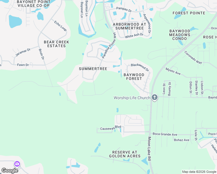 map of restaurants, bars, coffee shops, grocery stores, and more near 11419 Merganser Way in New Port Richey