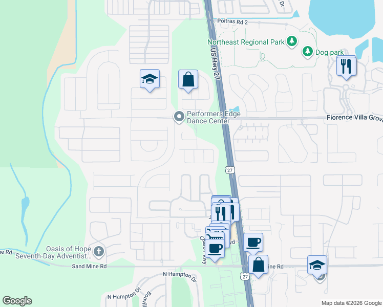 map of restaurants, bars, coffee shops, grocery stores, and more near 135 Scaton Way in Davenport