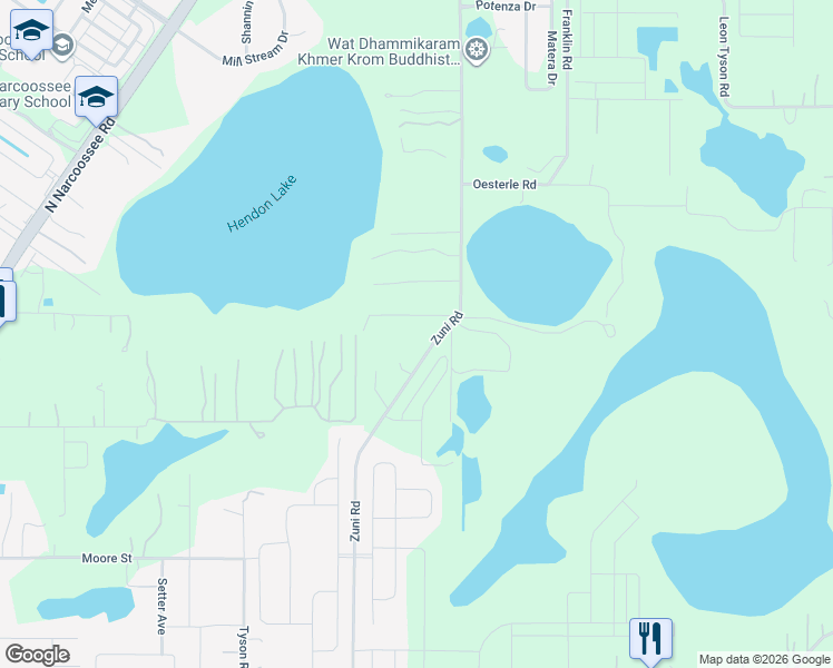 map of restaurants, bars, coffee shops, grocery stores, and more near 2500 Zuni Road in St. Cloud