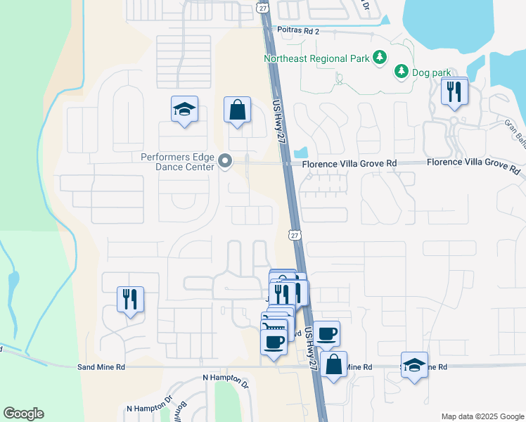 map of restaurants, bars, coffee shops, grocery stores, and more near 126 Weymouth Drive in Davenport