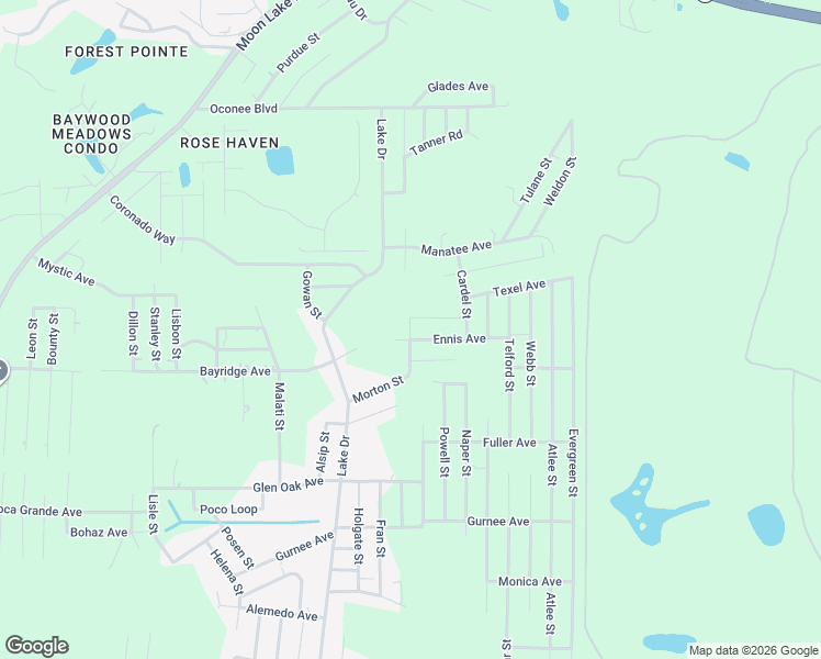 map of restaurants, bars, coffee shops, grocery stores, and more near 12801 Ennis Avenue in New Port Richey