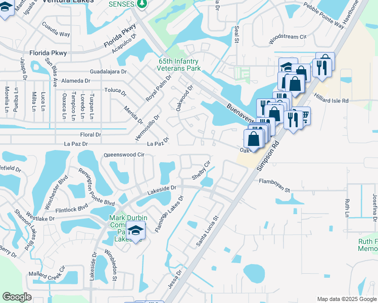 map of restaurants, bars, coffee shops, grocery stores, and more near 2448 Shelby Circle in Kissimmee