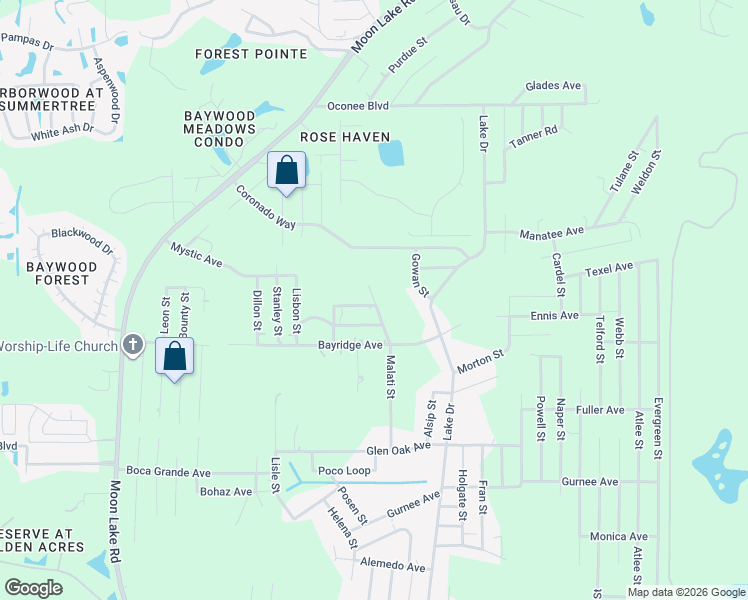 map of restaurants, bars, coffee shops, grocery stores, and more near 11040 Malati Street in New Port Richey