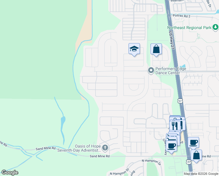 map of restaurants, bars, coffee shops, grocery stores, and more near 300 Bridgewater Drive in Davenport