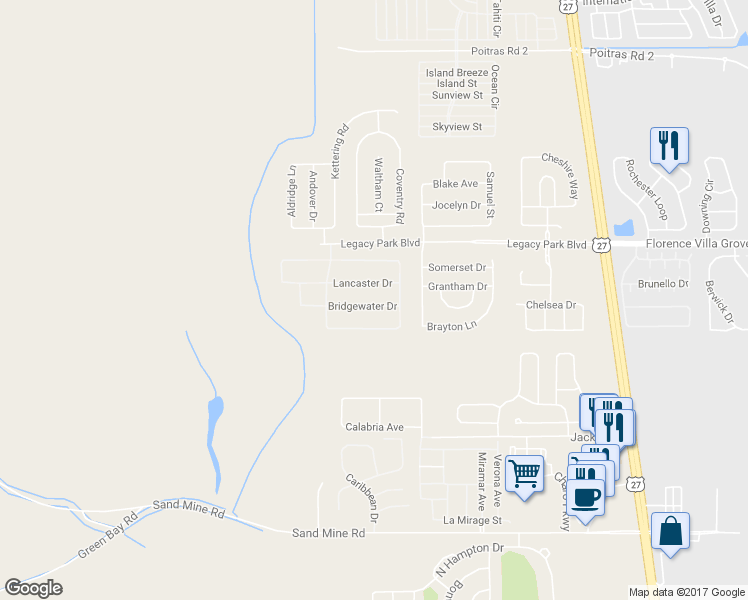 map of restaurants, bars, coffee shops, grocery stores, and more near 300 Bridgewater Drive in Davenport