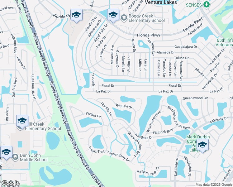map of restaurants, bars, coffee shops, grocery stores, and more near 2457 Winfield Drive in Kissimmee
