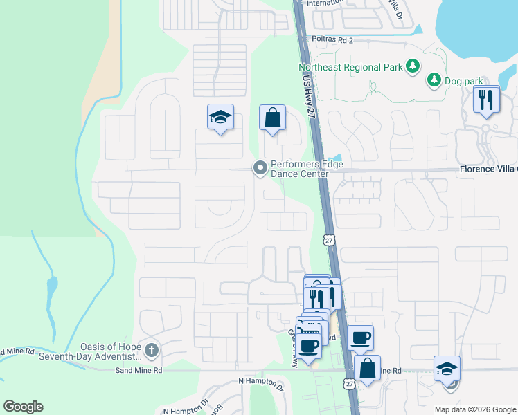 map of restaurants, bars, coffee shops, grocery stores, and more near 103 Chelsea Drive in Davenport