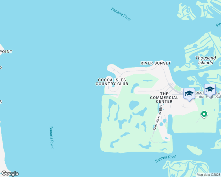 map of restaurants, bars, coffee shops, grocery stores, and more near 64 Country Club Road in Cocoa Beach