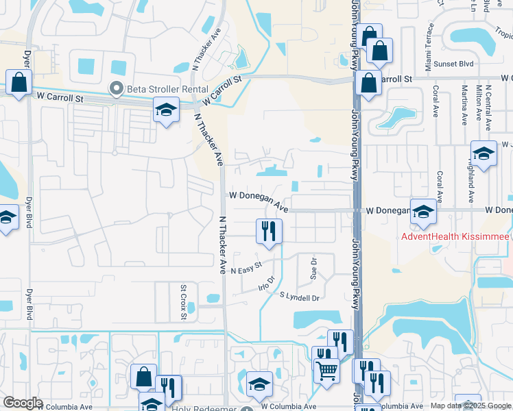 map of restaurants, bars, coffee shops, grocery stores, and more near 1809 Tahiti Place in Kissimmee
