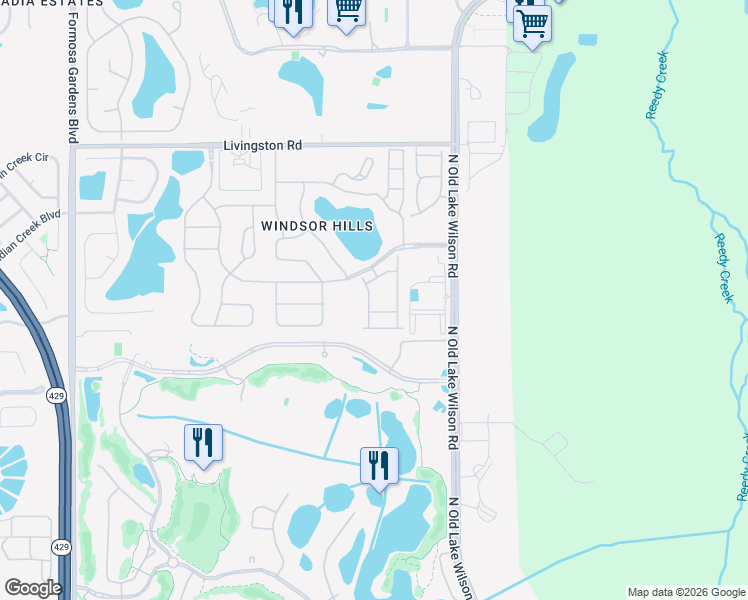 map of restaurants, bars, coffee shops, grocery stores, and more near 7672 Fitzclarence Street in Kissimmee