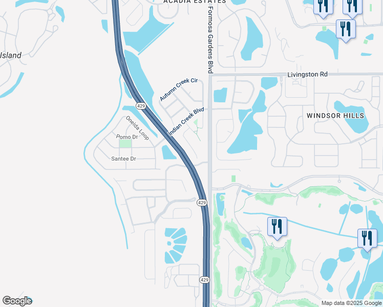 map of restaurants, bars, coffee shops, grocery stores, and more near 8073 Roaring Creek Court in Kissimmee