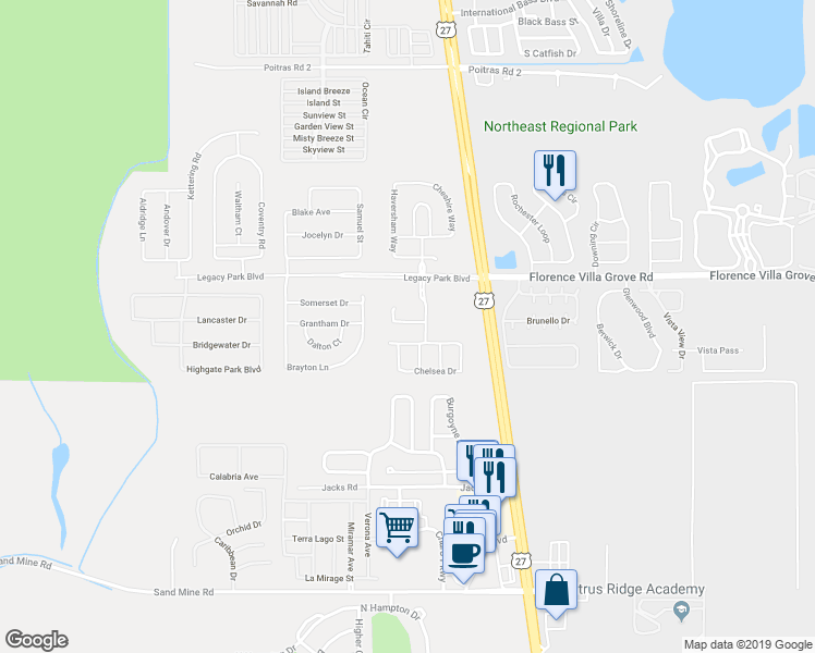 map of restaurants, bars, coffee shops, grocery stores, and more near 140 Bexley Drive in Davenport
