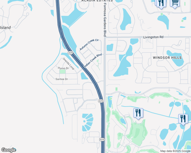 map of restaurants, bars, coffee shops, grocery stores, and more near 8073 Roaring Creek Court in Kissimmee