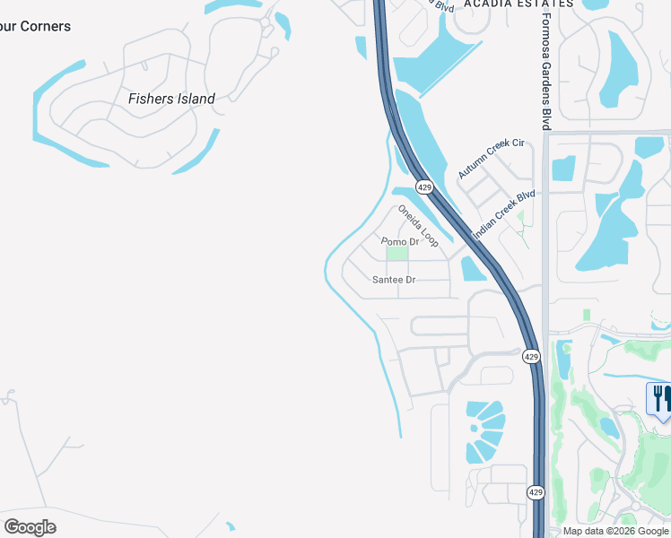 map of restaurants, bars, coffee shops, grocery stores, and more near 8109 Santee Drive in Kissimmee