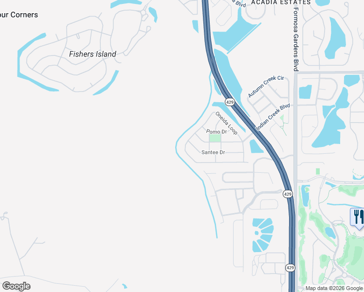 map of restaurants, bars, coffee shops, grocery stores, and more near 8109 Santee Drive in Kissimmee