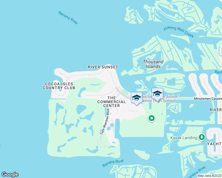 map of restaurants, bars, coffee shops, grocery stores, and more near 1 Fairway Drive in Cocoa Beach
