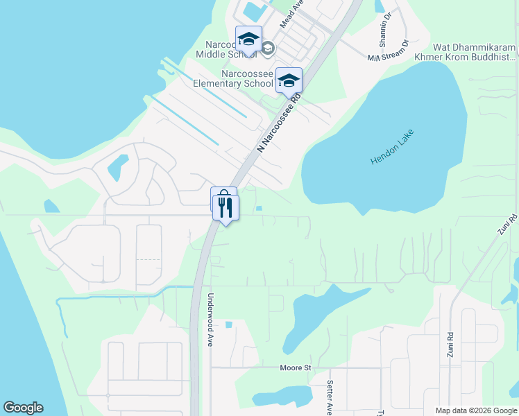 map of restaurants, bars, coffee shops, grocery stores, and more near 5105 Thompkins Drive in St. Cloud