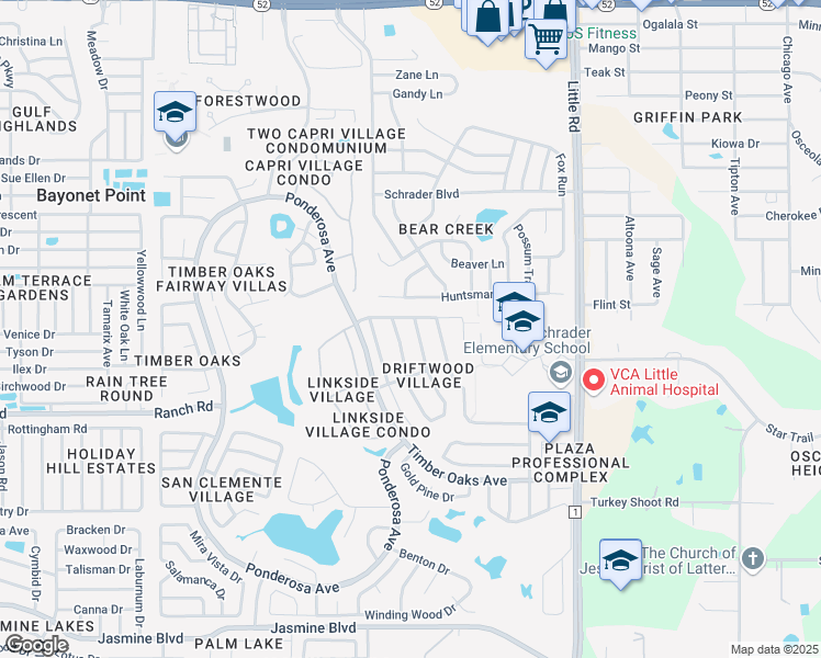 map of restaurants, bars, coffee shops, grocery stores, and more near 11201 Salt Tree Drive in Port Richey