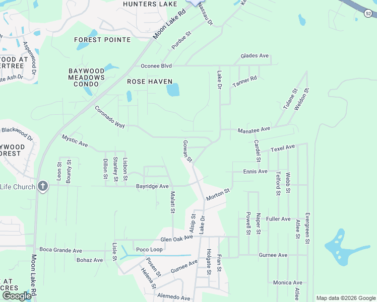 map of restaurants, bars, coffee shops, grocery stores, and more near 11142 Gowan Street in New Port Richey