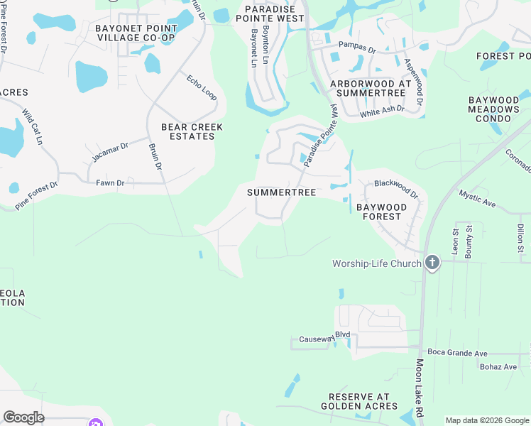 map of restaurants, bars, coffee shops, grocery stores, and more near 11219 Kiskadee Circle in New Port Richey