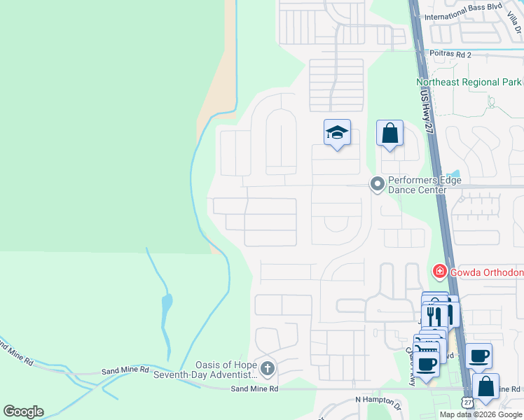 map of restaurants, bars, coffee shops, grocery stores, and more near 164 Lancaster Drive in Davenport