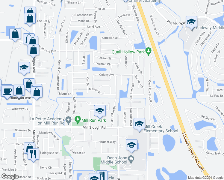 map of restaurants, bars, coffee shops, grocery stores, and more near 1547 Elmwood Avenue in Kissimmee