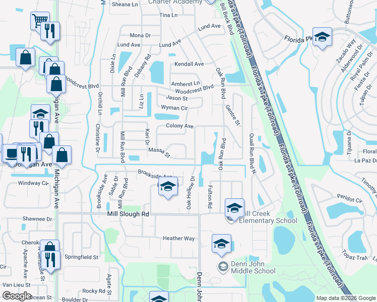 map of restaurants, bars, coffee shops, grocery stores, and more near 1547 Elmwood Avenue in Kissimmee