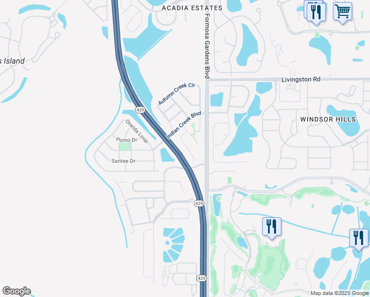 map of restaurants, bars, coffee shops, grocery stores, and more near 8073 Roaring Creek Court in Kissimmee