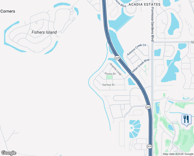 map of restaurants, bars, coffee shops, grocery stores, and more near 8109 Santee Drive in Kissimmee