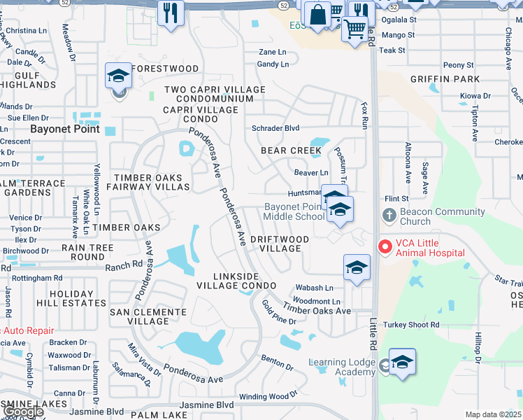 map of restaurants, bars, coffee shops, grocery stores, and more near 11201 Salt Tree Drive in Port Richey