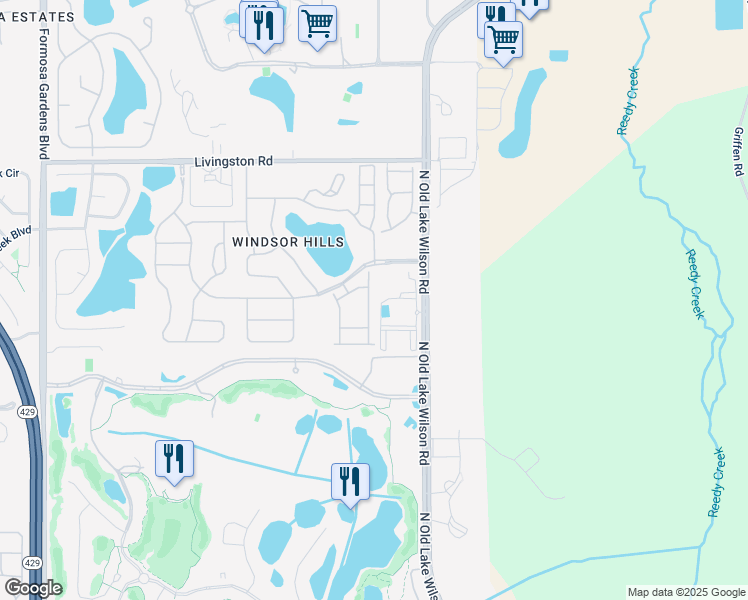 map of restaurants, bars, coffee shops, grocery stores, and more near 2561 Maneshaw Lane in Kissimmee