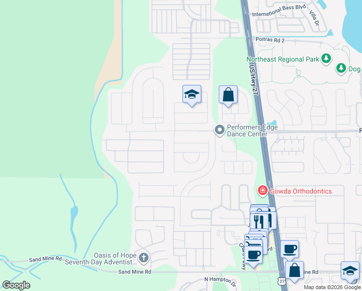 map of restaurants, bars, coffee shops, grocery stores, and more near 135 Somerset Drive in Davenport