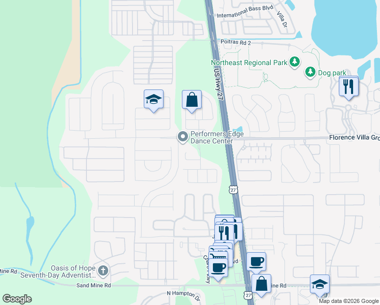 map of restaurants, bars, coffee shops, grocery stores, and more near 175 Ashbourne Way in Davenport