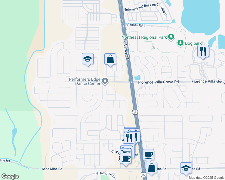 map of restaurants, bars, coffee shops, grocery stores, and more near 175 Ashbourne Way in Davenport