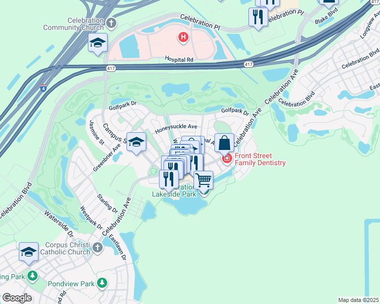 map of restaurants, bars, coffee shops, grocery stores, and more near 706 Mulberry Avenue in Kissimmee