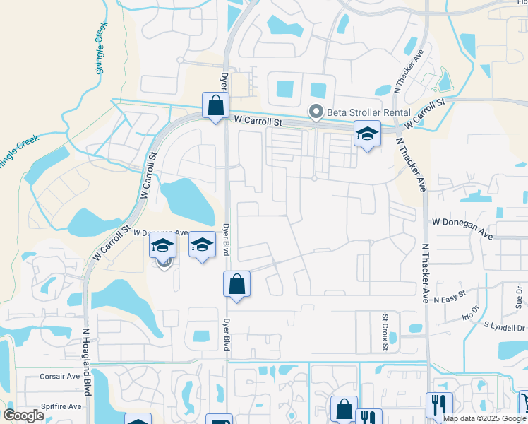 map of restaurants, bars, coffee shops, grocery stores, and more near 3022 Jardin Street in Kissimmee