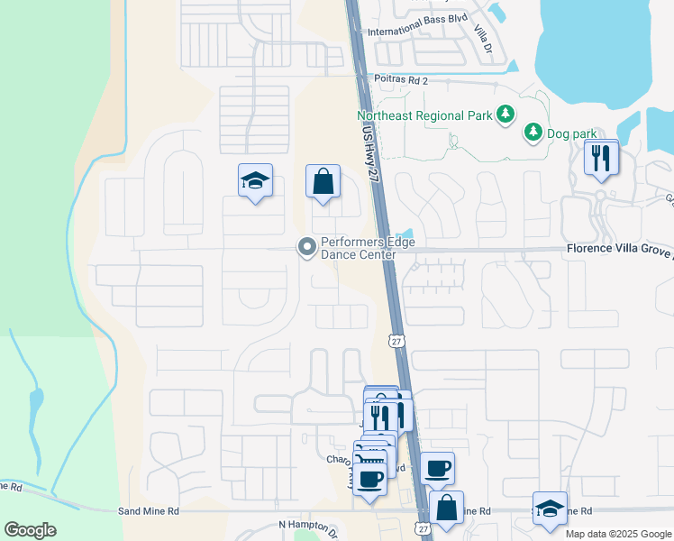 map of restaurants, bars, coffee shops, grocery stores, and more near 175 Ashbourne Way in Davenport