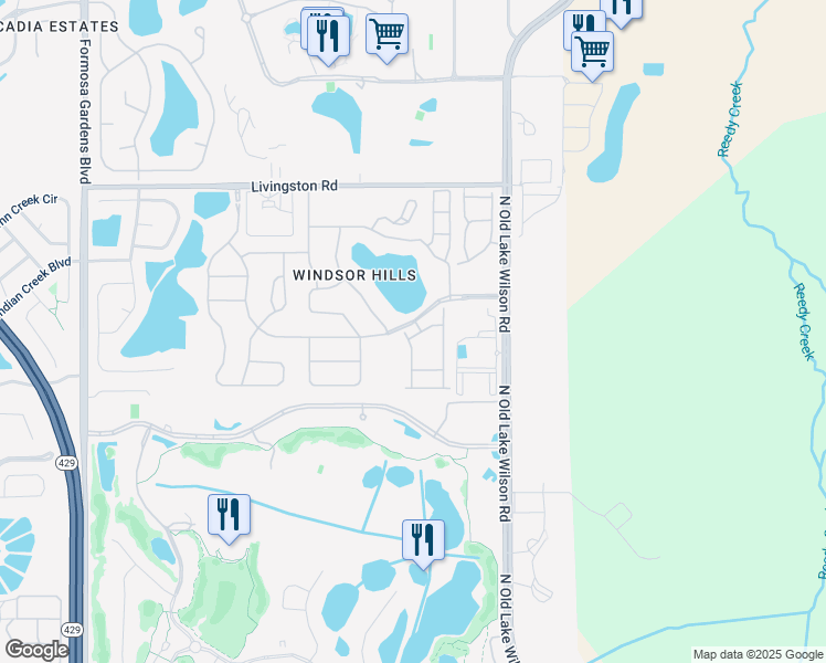 map of restaurants, bars, coffee shops, grocery stores, and more near 7672 Fitzclarence Street in Kissimmee