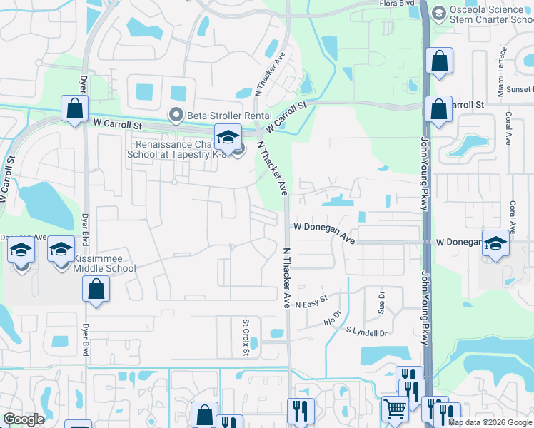 map of restaurants, bars, coffee shops, grocery stores, and more near 2247 Centerra Loop in Kissimmee