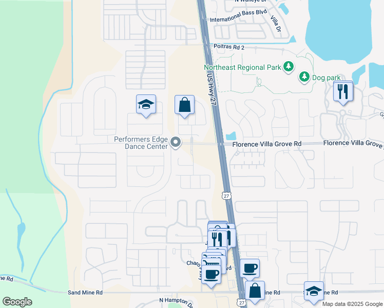 map of restaurants, bars, coffee shops, grocery stores, and more near 175 Ashbourne Way in Davenport