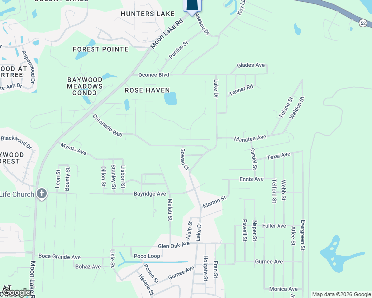 map of restaurants, bars, coffee shops, grocery stores, and more near 12606 Coronado Way in New Port Richey