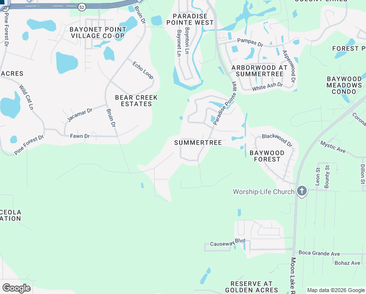 map of restaurants, bars, coffee shops, grocery stores, and more near 11219 Kiskadee Circle in New Port Richey