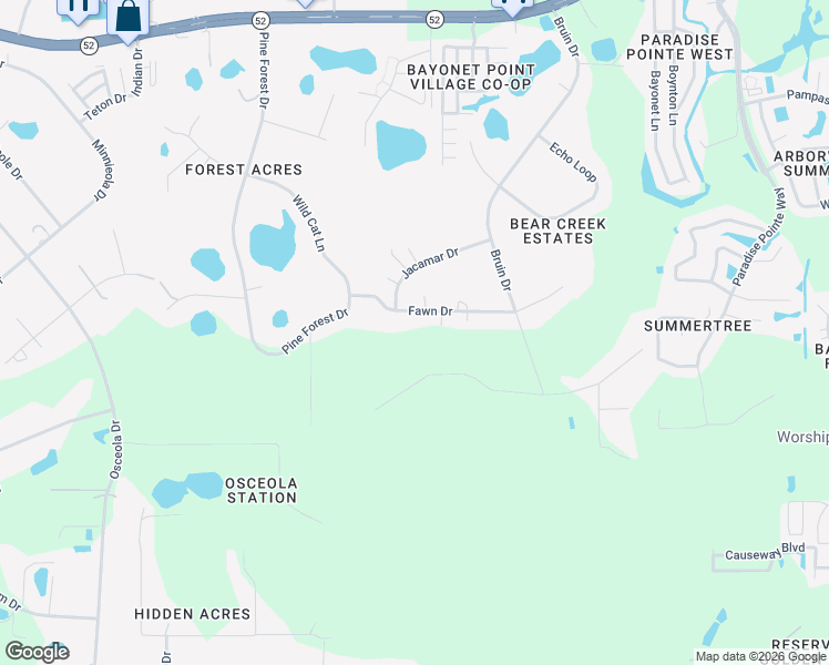 map of restaurants, bars, coffee shops, grocery stores, and more near 10910 Calumet Drive in New Port Richey