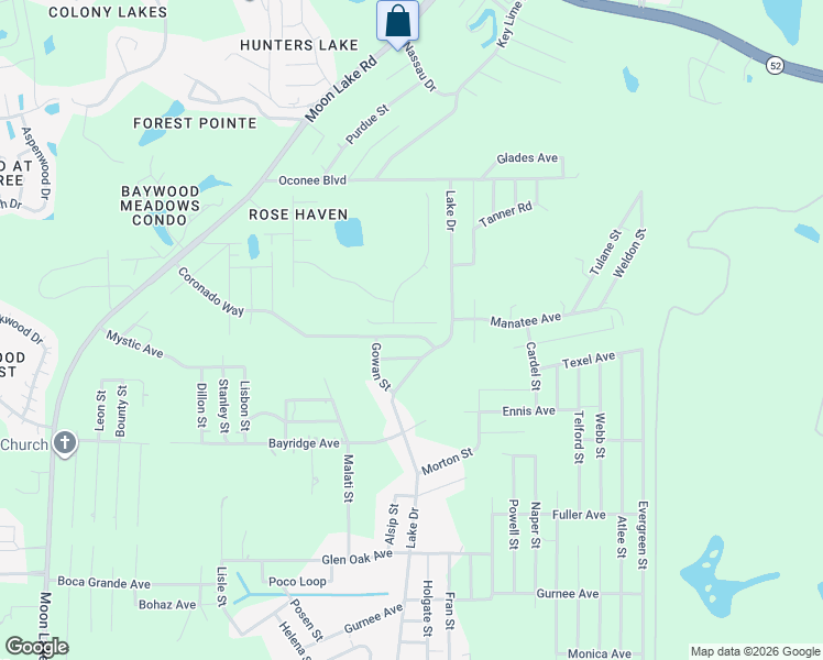 map of restaurants, bars, coffee shops, grocery stores, and more near 12708 Coronado Way in Port Richey