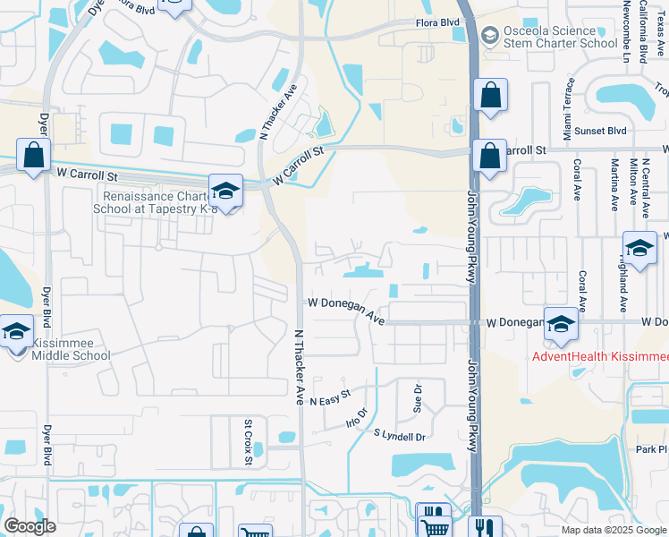 map of restaurants, bars, coffee shops, grocery stores, and more near 1703 Destiny Boulevard in Kissimmee