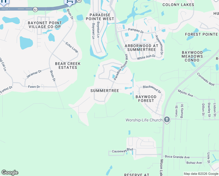 map of restaurants, bars, coffee shops, grocery stores, and more near 11300 Mollymawk Court in New Port Richey