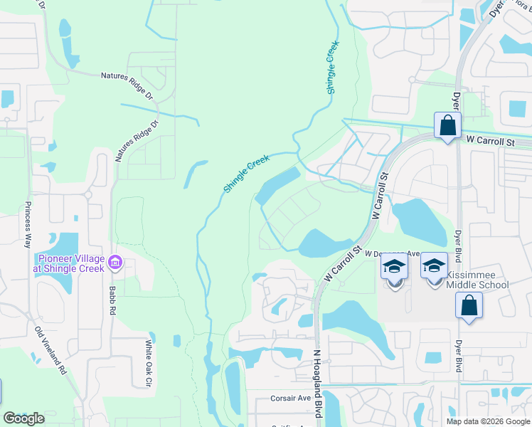 map of restaurants, bars, coffee shops, grocery stores, and more near 3950 Oakville Avenue in Kissimmee