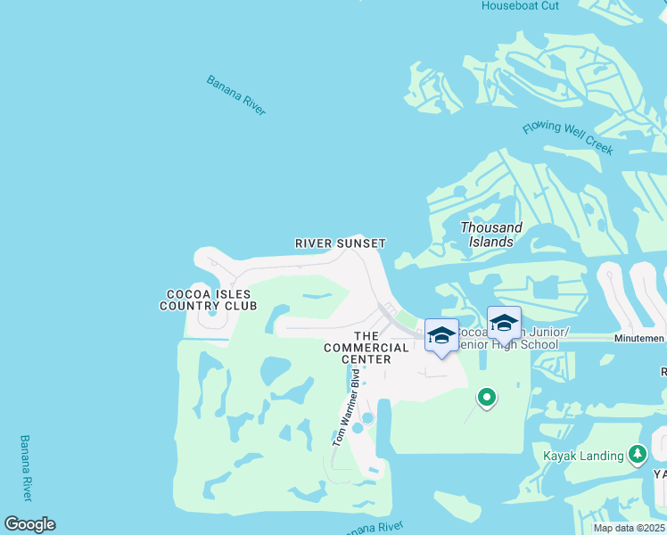 map of restaurants, bars, coffee shops, grocery stores, and more near 4 Country Club Road in Cocoa Beach