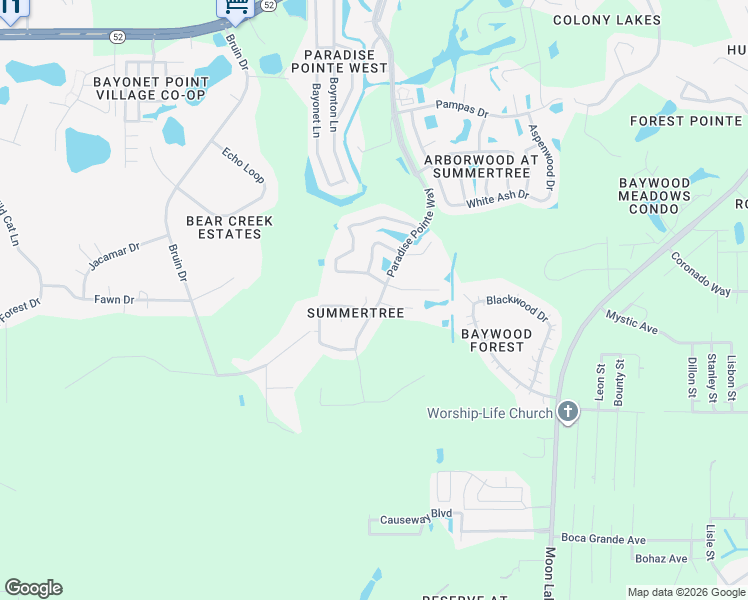 map of restaurants, bars, coffee shops, grocery stores, and more near 11300 Mollymawk Court in New Port Richey